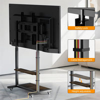 Adjustable Rolling TV Stand for 40 to 86 Inch Screens with Shelves