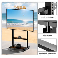 Adjustable Rolling TV Stand for 40 to 86 Inch Screens with Shelves