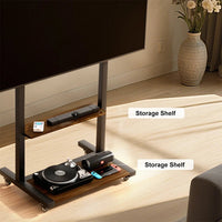 Adjustable Rolling TV Stand for 40 to 86 Inch Screens with Shelves