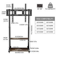 Adjustable Rolling TV Stand for 40 to 86 Inch Screens with Shelves