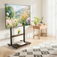 Adjustable Rolling TV Stand for 40 to 86 Inch Screens with Shelves