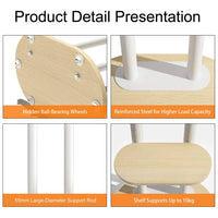 40-75 Inches Heavy Duty Mobile TV Floor Stand with Wooden Shelf, Height Adjustable Rolling TV Mount for Flat Screen, Free-Standing Steel TV Bracket with Wheels