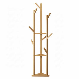 Wooden Coat and Hat Stand with 10 Hooks – Floor Standing Clothes and Umbrella Rack