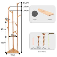 Wooden Coat and Hat Stand with 10 Hooks – Floor Standing Clothes and Umbrella Rack