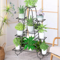 Oversized Metal Plant Stand with 9-Tier Flower Display Shelves