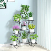 Oversized Metal Plant Stand with 9-Tier Flower Display Shelves