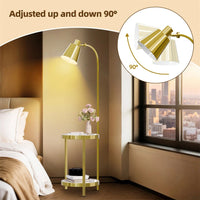 Creative Lamp End Table with Gold Shade - Modern Floor Lamp Accent Furniture & Dï¿½cor Lighting for Living Room (AU Plug)