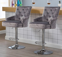 Elegant Swivel Bar Stool Velvet Airlift Counter Height Bar Kitchen Dining Chair