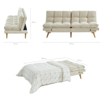 Alexa 3 Seater Velvet Sofa Bed Futon Cream