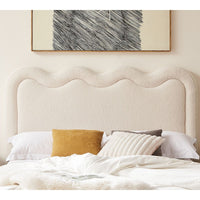 Demi White Boucle Fabric Bed Head - Double