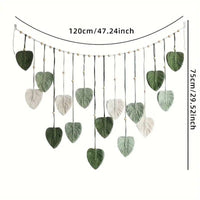 Hand -woven leaf tapestry green 120x75cm