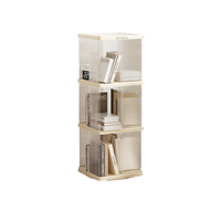 Rotating storage square bookshelf with three layers