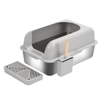 Dark grey stainless steel cat litter box 61cm * 19cm * 19cm