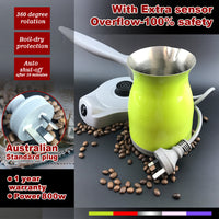 Green Electric Turkish Greek Arabic Coffee Maker Pot Automatic Sensor Anti Overflow