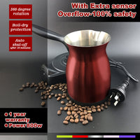 Red Electric Turkish Greek Arabic Coffee Maker Pot Automatic Sensor Anti Overflow