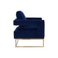 Golden Framed Bottom Armed Accent Chair_Blue