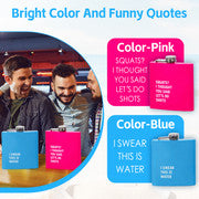 175ml Stainless Steel Hip Flask w Funny Quotes-Green
