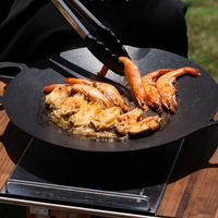BUYDEEM Grill Pan Nonstick 36cm Round BBQ Griddle Indoor or Outdoor Cooking