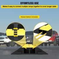 VEVOR 3 Pcs 2-Cable Rubber Electrical Wire Cover Cord Protector Ramp 11000 lbs