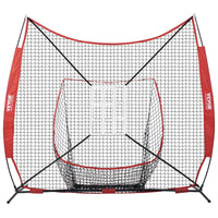 VEVOR 7x7 ft Baseball Softball Practice Net, Portable Baseball Training Net for Hitting Catching Pitching, Backstop Equipment with Bow Frame, Carry Bag, Strike Zone, 12 Balls, Tee, and Ball Collector
