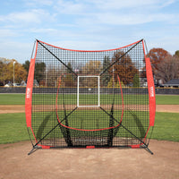 VEVOR 7x7 ft Baseball Softball Practice Net, Portable Baseball Training Net for Hitting Catching Pitching, Backstop Equipment with Bow Frame, Carry Bag, Strike Zone, 12 Balls, Tee, and Ball Collector