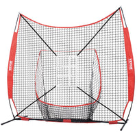 VEVOR 7x7 ft Baseball Softball Practice Net, Portable Baseball Training Net for Hitting Catching Pitching, Backstop Equipment with Bow Frame, Carry Bag, Strike Zone, 12 Balls, Tee, and Ball Collector