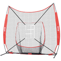 VEVOR 7x7 ft Baseball Softball Practice Net, Portable Baseball Training Net for Hitting Catching Pitching, Backstop Equipment with Bow Frame, Carry Bag, Strike Zone, 12 Balls, Tee, and Ball Collector