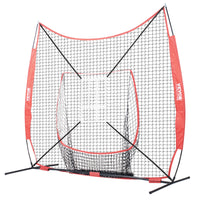VEVOR 7x7 ft Baseball Softball Practice Net, Portable Baseball Training Net for Hitting Catching Pitching, Backstop Equipment with Bow Frame, Carry Bag, Strike Zone, 12 Balls, Tee, and Ball Collector