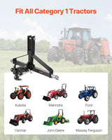 VEVOR 3 Point Trailer Hitch with 2 in Receiver, 3pt Quick Hitch Attachment, Heavy Duty Tractor Tow Drawbar Adapter, Compatible with Kubota, Mahindra, Ford, Yanmar, John Deere, Massey Ferguson