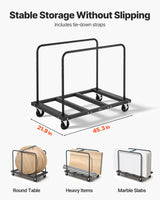 VEVOR Drywall Cart Dolly, 816 kg Load Capacity, Steel Panel Truck Cart with 12.5 mm Swivel Casters, Lumber Drywall Dolly with Tie-Down Strap & 2 Side Handrails for Factory, Warehouse, Garage, Black