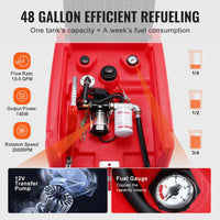 VEVOR Portable Diesel & Gasoline Tank, 182L, 10.6 GPM Flow Rate, Diesel Fuel Tank with Electric Transfer Pump, 4 m Hose, Auto Fueling Nozzle, Diesel Transfer Tank for Easy Fuel Transportation, Red