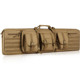 VEVOR Rifle Bag, 42 inch Tactical Double Long Gun Bag, Soft Rifle Case with Lockable Zipper, Portable Handle & Shoulder Strap, 3 Large Storage Pockets Rifle Case for Two 40" Rifles & 2 Pistols, Brown