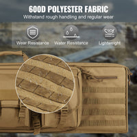 VEVOR Rifle Bag, 42 inch Tactical Double Long Gun Bag, Soft Rifle Case with Lockable Zipper, Portable Handle & Shoulder Strap, 3 Large Storage Pockets Rifle Case for Two 40" Rifles & 2 Pistols, Brown