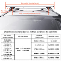 VEVOR Roof Rack Cross Bars, Aluminum Roof Rack Crossbars, Fit Raised Side Rail with Gap, 90 kg Load Capacity, Adjustable Crossbars with Locks, for SUVs, Sedans, and Vans