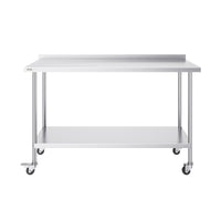 VEVOR 24 x 60 x 40 Inch Stainless Steel Work Table, Commercial Food Prep Worktable with Casters, Heavy Duty Prep Worktable, Metal Work Table with Adjustable Height for Restaurant, Home and Hotel