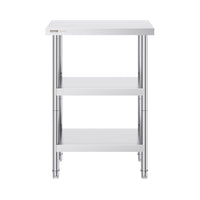 VEVOR Stainless Steel Food Prep Table, 14 x 24 x 34 Inch Commercial Kitchen Worktable, with 2 Adjustable Undershelf, Heavy Duty Prep Table Metal Work Table for BBQ, Kitchen, Home, and Garage