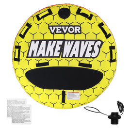 VEVOR Towable Tube for Boating, 1-3 Riders Inflatable Boat Tubes and Towables, 510 lbs, 63" Round Water Sport Towable Tubes for Boats to Pull, Full Nylon Cover, EVA Grab Handles and Speed Safety Valve