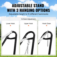 VEVOR Universal 2 Person Hammock Stand, Adjustable Heavy Duty 550 lbs Capacity Hammock Stand Fits 8-13 ft Hammocks for Outdoor and Indoor Portable Hammock Stand with Chain, Hook, and Carrying Bag