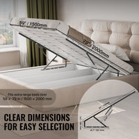 VEVOR Bed Lift, 1500x2000mm Compatible Extra-large Size 140kg Load Bearing, DIY Wall Bed Mechanical Hardware Kit Vertical Deluxe, Pneumatic Lever Heavy Duty Support, Folding for Guestroom