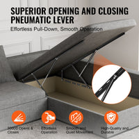 VEVOR Bed Lift, 1500x2000mm Compatible Extra-large Size 140kg Load Bearing, DIY Wall Bed Mechanical Hardware Kit Vertical Deluxe, Pneumatic Lever Heavy Duty Support, Folding for Guestroom