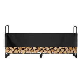 VEVOR Firewood Rack with Waterproof Cover, 257 x 36 x 117 cm Outdoor Firewood Holder, 660lb Weight Capacity, 1/2 Cord Log Holder, Half-Covered, Powder-coated Wood Storage Rack for Fireplace Deck