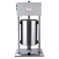 Electric Sausage Stuffer, 12 L / 25 LBS Vertical Meat Stuffer, 200W Motor, Stepless Speed Control and Foot Pedal, Made of Food-grade 304 Stainless Steel, 5 Stuffing Tubes for Home, Commercial