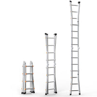 VEVOR Telescoping Ladder A Frame, 13 FT Compact Aluminum Extension Ladder, Multi-Function Portable Collapsible RV Ladder, Telescopic Ladder for Homework Stairs Indoor Outdoor Roof, 330lb Load