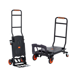 VEVOR Aluminum Hand Truck, 2 in 1, 136 kg Max Load Capacity, Heavy Duty Industrial Convertible Folding Hand Truck and Dolly, Utility Cart Converts from Hand Truck to Platform Cart with Rubber Wheels