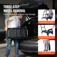 VEVOR Aluminum Hand Truck, 2 in 1, 136 kg Max Load Capacity, Heavy Duty Industrial Convertible Folding Hand Truck and Dolly, Utility Cart Converts from Hand Truck to Platform Cart with Rubber Wheels