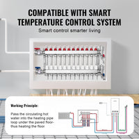 VEVOR 12-Branch Radiant Heat Manifold, 1/2" PEX Tubing Manifold, Stainless Steel PEX Manifold for Hydronic Radiant Floor Heating, Radiant Heat PEX Manifold Kit with 1/2" Adapters Included