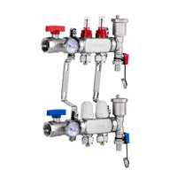 VEVOR 2-Branch Radiant Heat Manifold, 1/2" PEX Tubing Manifold, Stainless Steel PEX Manifold for Hydronic Radiant Floor Heating, Radiant Heat PEX Manifold Kit with 1/2" Adapters Included