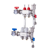 VEVOR 2-Branch Radiant Heat Manifold, 1/2" PEX Tubing Manifold, Stainless Steel PEX Manifold for Hydronic Radiant Floor Heating, Radiant Heat PEX Manifold Kit with 1/2" Adapters Included