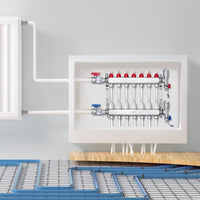 VEVOR 7-Branch Radiant Heat Manifold, 1/2" PEX Tubing Manifold, Stainless Steel PEX Manifold for Hydronic Radiant Floor Heating, Radiant Heat PEX Manifold Kit with 1/2" Adapters Included