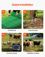 VEVOR Electric Fence Netting, 0.88 x 49.98 m, PE Net Fencing with Posts & Double-Spiked Stakes, Utility Portable Mesh for Goats, Sheep, Lambs, Deer, Hogs, Dogs, Used in Backyards, Farms, and Ranches
